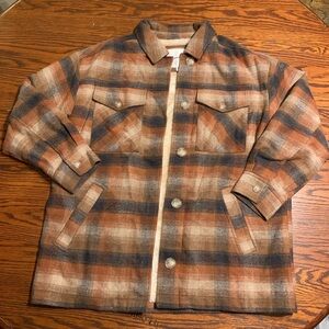 American Eagle Plaid Button-Up Jacket